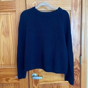 Quince Navy Blue Cotton Fisherman Sweater — READ DESCRIPTION
